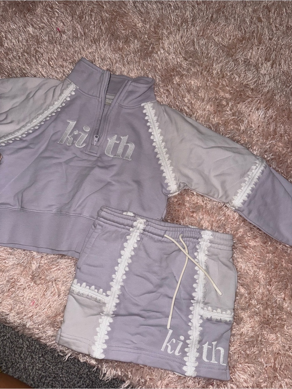 Kith Lavender Lace-Trim Sweat Set